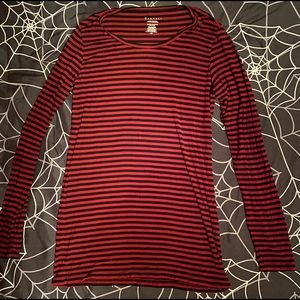 Black & Red Striped Long Sleeve Shirt